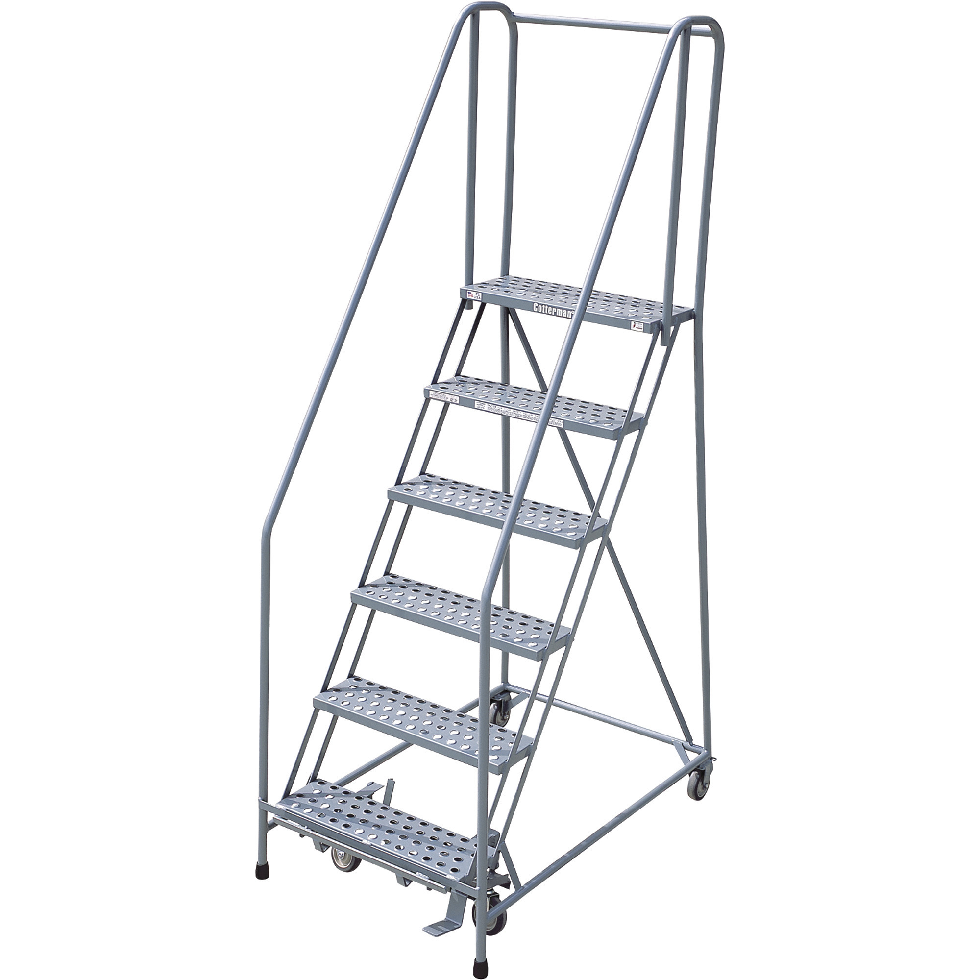 Cotterman Rolling Steel Ladder, 450-Lb. Capacity, 6-Step Ladder, 60in.H Platform, Model# 1006R2630A1E20B4C1P6